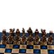 SK1CBLU шахи "Manopoulos" дорожні "Візантійська імперія", латунь, у дерев. футлярі, сині 20х20см