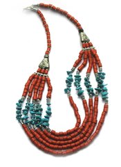 Ожерелье из коралов и бирюзы (31 см), K327845 - фото товара