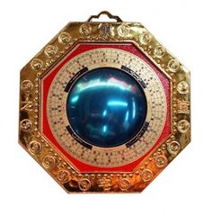 Зеркало Багуа "Инь Ян" выпуклое в золотой рамке, K89270026O838178022 - фото товара