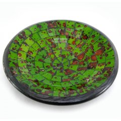 Блюдо теракотове із зеленою мозаїкою (d-15 h-3 см), K330262B - фото товару