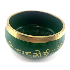 Чаша поющая бронзовая " Будда" зеленая (10.1х 9.2х 4.9 см), K334868 - фото товара