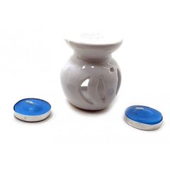 Аромалампа керамическая ,подарочный набор белая (12х8х7см), K332390A - фото товара