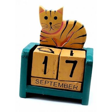 Календар настільний "Кіт" дерев'яний (9х7х4 см), K332694 - фото товару