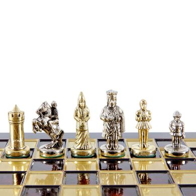 SK1RED шахи "Manopoulos" дорожні "Візантійська імперія", латунь, у дерев'яному футлярі, черв 20х20см, SK1RED - фото товару