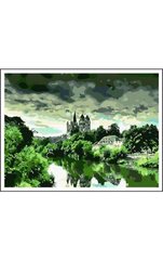 Розмальовка за номерами на дереві 40*50 J.Otten "Замок біля річки" (карт.уп фарби+кисті), K2751046OO5149RAD - фото товару