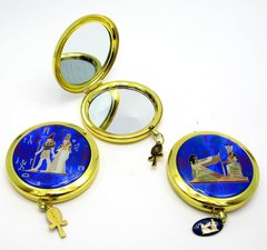 Дзеркальце косметичне в золотому корпусі "Єгипетська тематика" (в коробці + чохол), K319279 - фото товару