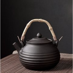 Чайник с бамбуковой ручкой "Волна" чёрный 500мл. 14*12*9,5см., K89200352O1995691955 - фото товара