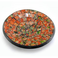 Блюдо терракотовое с оранжевой мозаикой (d-15 h-3 см), K330262 - фото товару