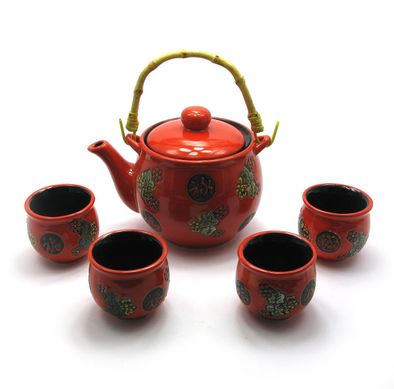Сервіз керамічний чайник ,4 чашки)(28х17х11,5 см), K328014 - фото товару