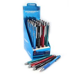Ручка автомат масляна Vinson "Swift" 0,7 мм, синя, грип, цілий, mix, 24шт/етик., K2745472OO506 - фото товару