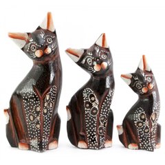 Кішки 3 шт дерев'яні коричневі (15х5х3 см 12х4,5х2,5 см 10,5х4,5х2,5 см), K329377A - фото товару