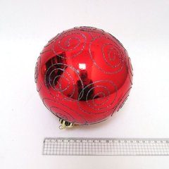 Набір ялинкових кульок "Великий черв. З візерунком" 15см, K2735009OO4825-15red - фото товару