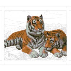 Картина по номерам + Діамант 9D 40*50 "Тигри" карт. уп., K2755678OO9D90556 - фото товару