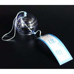 Японський скляний дзвіночок Фурін малий 7*7*6 см. Висота 40 см. Синя спіраль, K89190230O1716567390 - фото товару