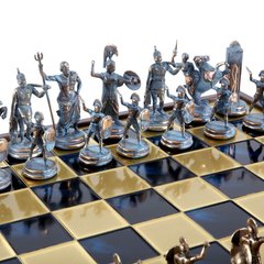 SK4BBLU шахи "Manopoulos", "Грецька міфологія",латунь, у дерев'яному футлярі, сині 34х34см, 3 кг, SK4BBLU - фото товару