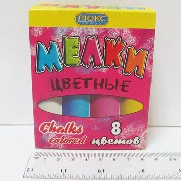 Мел асфальтный NEW цветной 8цв. "ЛЮКС КОЛОР"(карт.уп.), K2717395OO8 KPU - фото товара