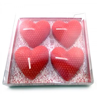Свечи красные "Сердечки (4 шт) (11,5х11х2,5 см), K332115 - фото товара