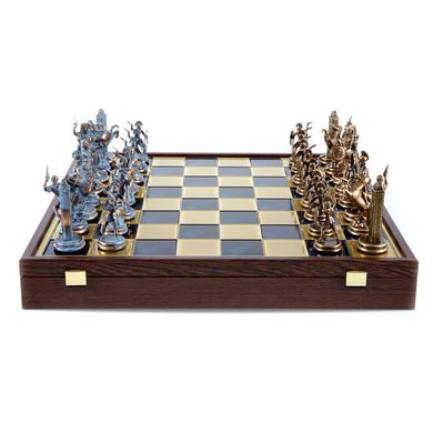 SK4BBLU шахи "Manopoulos", "Грецька міфологія",латунь, у дерев'яному футлярі, сині 34х34см, 3 кг, SK4BBLU - фото товару
