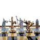 SK4BBLU шахи "Manopoulos", "Грецька міфологія",латунь, у дерев'яному футлярі, сині 34х34см, 3 кг