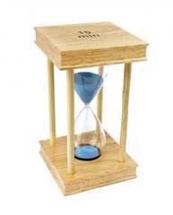 Песочные часы "Квадрат" стекло + светлое дерево 15 минут Голубой песок, K89290198O1137476290 - фото товару