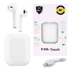Бездротові навушники V99-Touch з кейсом, white, SL7747 - фото товару