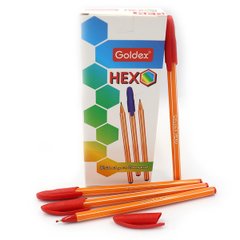 Ручка масляна Goldex HEXO Індія Red 0,6 мм, K2733789OO1101-RD - фото товару