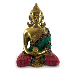 Будда бронзовый бирюза, кораллы (15х 11х8 см), K334856 - фото товара