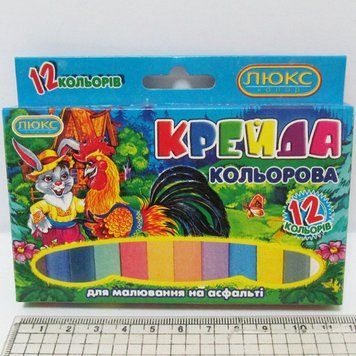 Мел квадр. цветной 12цв. № ККЕ.912 "Крейда" 70*15*10 с европодвесом карт.уп. "ЛЮКС КОЛОР", K2715526OO912- - фото товара
