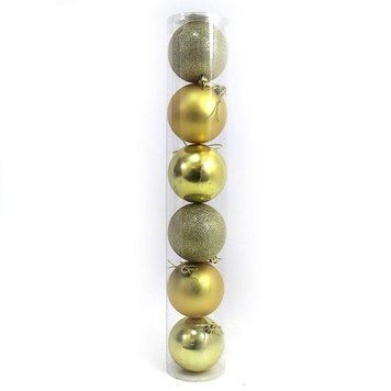 Набір куль тубус "GOLD" 6см, 6шт., PVC, 1шт/етик., K2742407OO0922-6-6-G - фото товару
