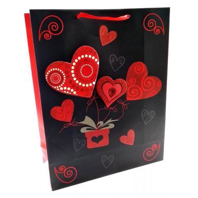 Пакет подарунковий картонний з аплікацією "Love" (30х38х12 см), K332233 - фото товару