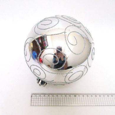 Елочный шар "Большой серебряный с узором" 15см, K2735013OO4825-15sil - фото товара
