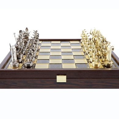 SK4BRO шахматы "Manopoulos", "Греческая мифология", латунь, игровое поле на деревянном футляре, коричневые, фигуры золото/серебро, 34х34см, 3 кг, SK4BRO - фото товара