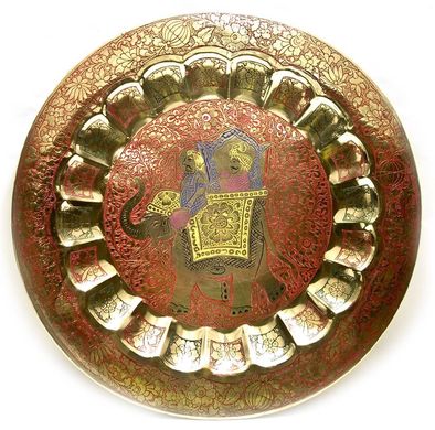 Тарілка бронзова настінна (37 см)(Wall Plate Jaipuri Mix 16"), K326116 - фото товару