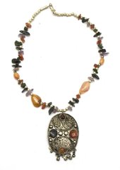 Ожерелье с каменьями агата и кулоном "Овал", K329279D - фото товара