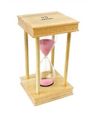 Песочные часы "Квадрат" стекло + светлое дерево 15 минут Розовый песок, K89290198O1137476291 - фото товара