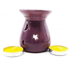 Аромалампа керамічна ,подарунковий набір пурпурова (12,5х8х7см), K332389E - фото товару