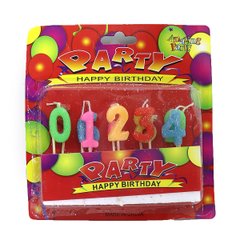 Набор свечей для торта с блестками "Party" 0-9, 2,5*2см, mix, блистер, без/этик., K2743139OO1273DSCN - фото товара