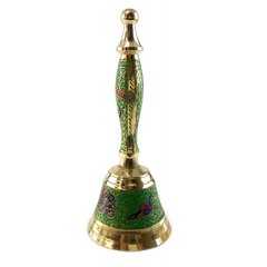 Дзвіночок з ручкою з малюнком бронзовий "Павичі на зеленому тлі" (18х7,6 см), K325806E - фото товару