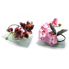 Цветок орхидеи на стеклянной подставке (20х15см), K318799 - фото товара
