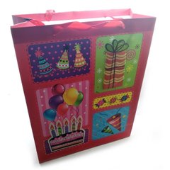 Пакет подарочный картонный с аппликацией "Happy Birthday" (30х38х12 см), K332145 - фото товару