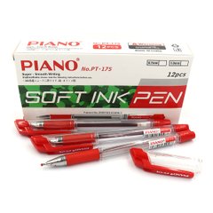 Ручка масляна "Piano" "4км" 0,7мм, червона, грип, 12шт/етик., K2730358OO175pt_rd - фото товару