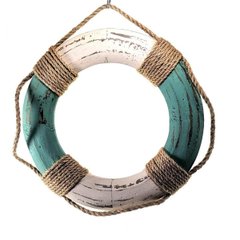 Рятувальний круг дерев'яний бірюзовий (d-24,5 см h-2.5 см), K332129A - фото товару