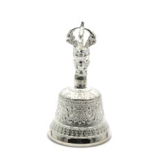 Дзвін чакровий бронзовий посріблений (№0) (d-6,5, h-11,5 см) (Непал), K327518 - фото товару