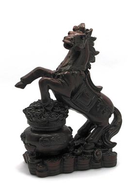 Конь на чаше богатства каменная крошка коричневый (18х13х7 см), K328107 - фото товара