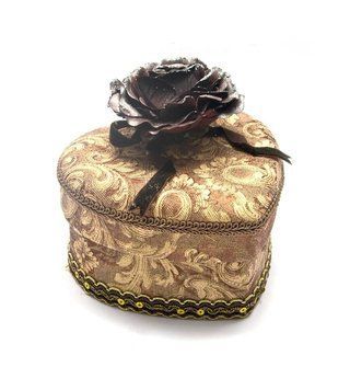 Шкатулка ткань "Сердце" (14,5х13,5х13 см)(69-237), K326320 - фото товара