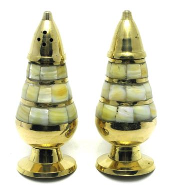 Солонка ,перечница бронза с перламутром (н-р 2 шт)(11х4 см)(Salt & Peper set 2 Ps (s.brass), K328324 - фото товара