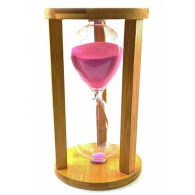 Часы песочные бамбуковые 60 мин розовый песок (19х11х11 см), K332884C - фото товара