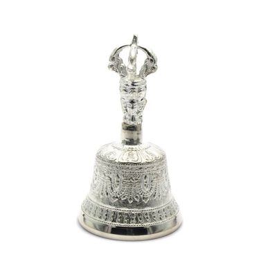 Колокол чакровый бронзовый посеребренный (№0)(d-6,5,h-11,5 см) (Непал), K327518 - фото товара