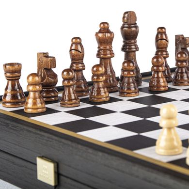 Комбинированная игра 4 в 1 в деревянном футляре венге "Manopoulos" (шахматы, нарды, лудо, змейки/лесенки), черно-белый, 34Х34см, 2,2 кг, CBLS34BLA - фото товара