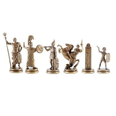 SK4CRED шахматы "Manopoulos", "Греческая мифология", латунь, игровое поле на деревянном футляре, красные, фигуры золото/бронза, 34х34см, 3 кг, SK4CRED - фото товара